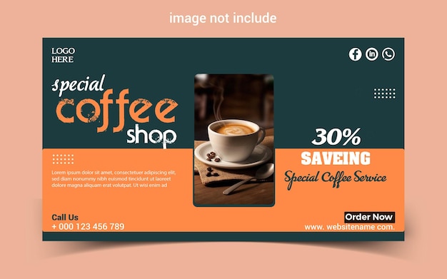 Plantilla de banner de cafetería