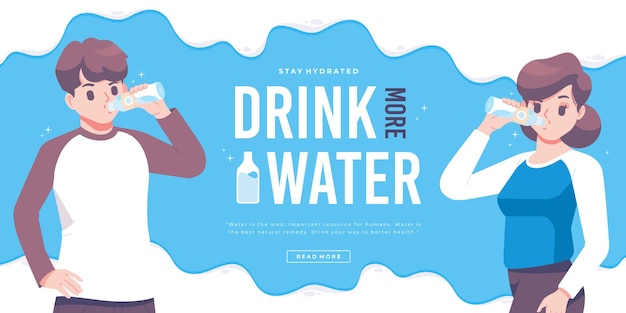 Plantilla de banner de campaña de beber agua