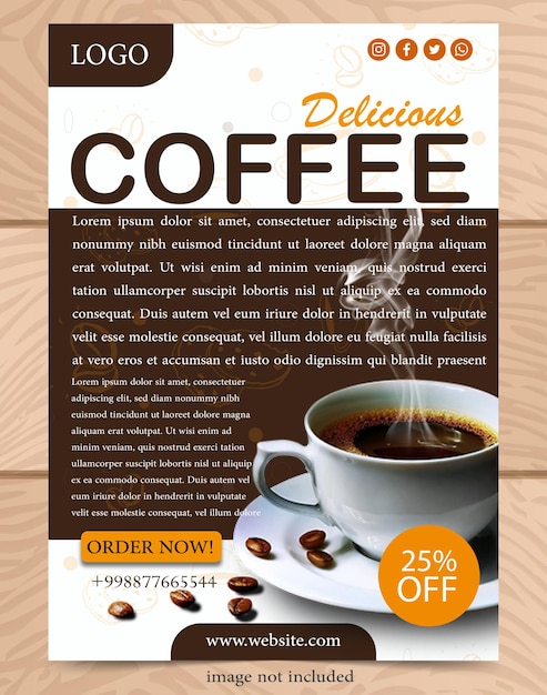PLANTILLA DE BANNER DE CARTEL DE CAFÉ DISEÑO SIMPLE PARA MARKETING DIGITAL