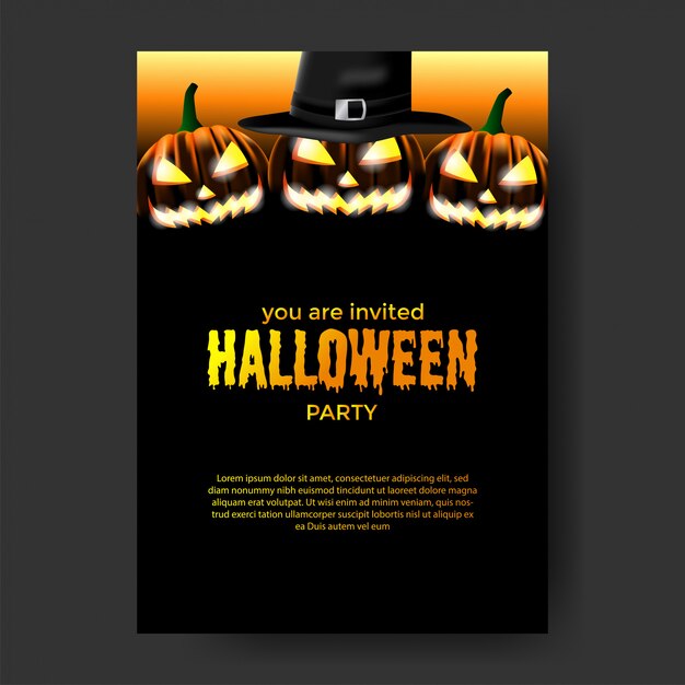 Vector plantilla de banner de cartel de invitación de fiesta de halloween