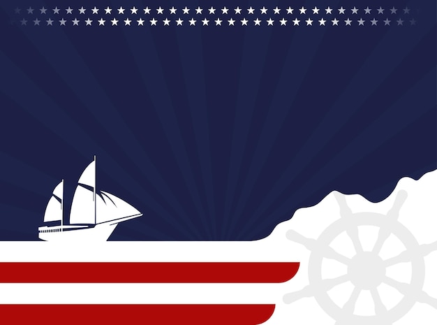 Plantilla de banner de cartel de publicidad de promoción de venta de Columbus Day con bandera estadounidense