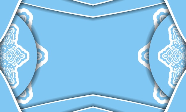 Plantilla de banner de color azul con patrón blanco indio para el diseño debajo de su logotipo o texto