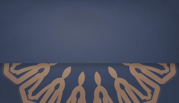 Vector plantilla de banner de color azul con patrón marrón abstracto para el diseño debajo de su logotipo
