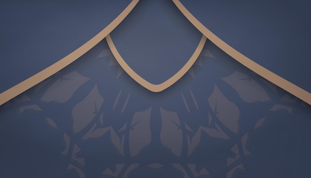 Plantilla de banner de color azul con patrón marrón de lujo para diseño de logotipo