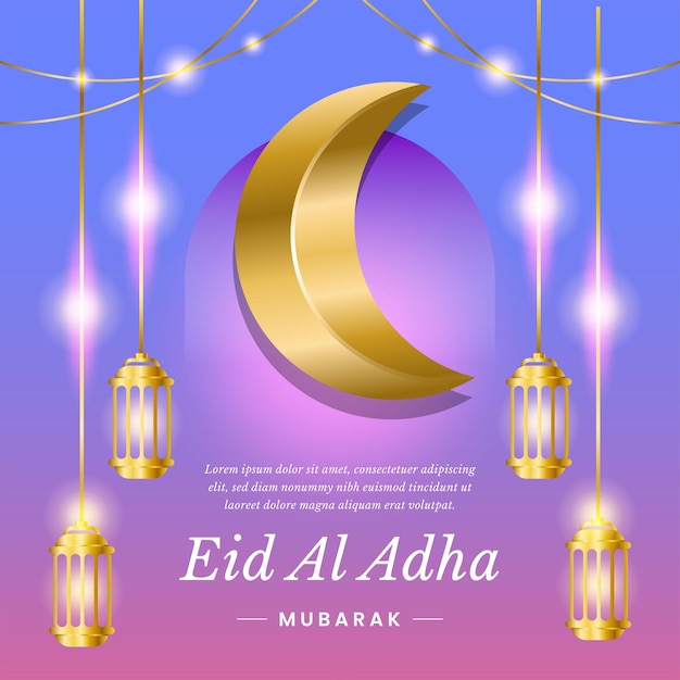 Plantilla de banner de color degradado de eid al adha mubarak