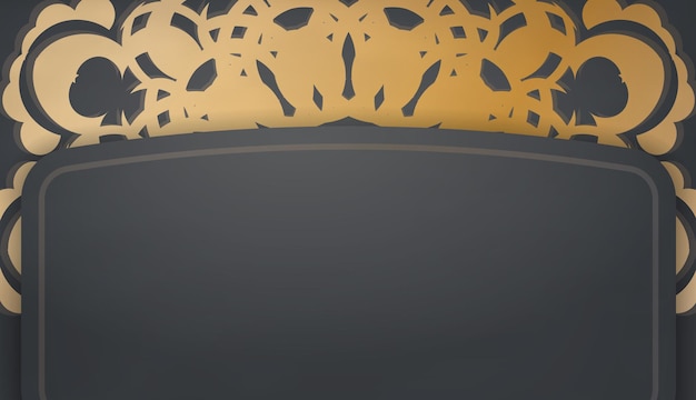 Plantilla de banner de color negro con adornos de oro griego para el diseño debajo de su logotipo