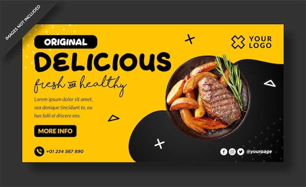 Plantilla de banner de comida deliciosa