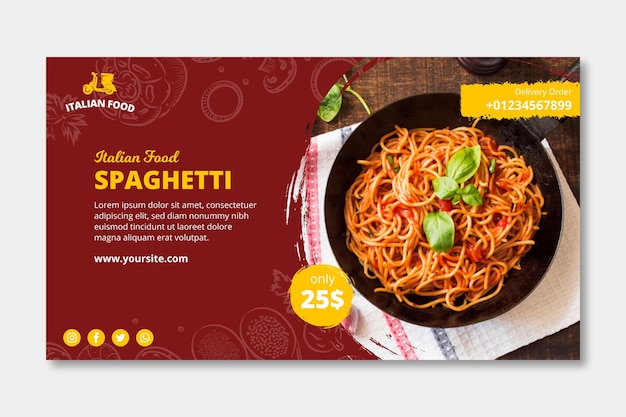 Vector plantilla de banner de comida italiana
