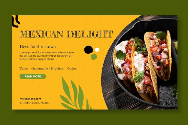 Plantilla de banner de comida mexicana