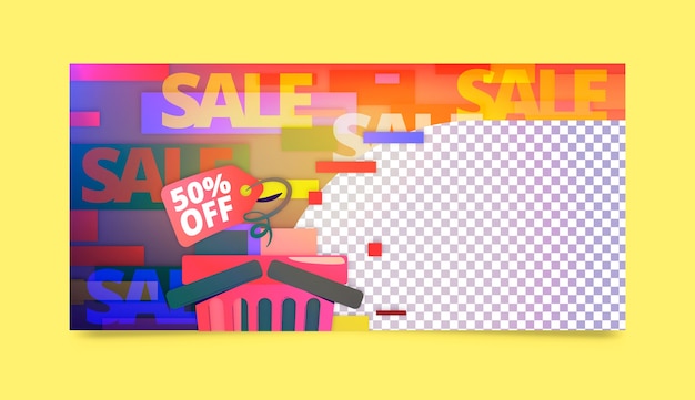 plantilla de banner de compras con gradiente