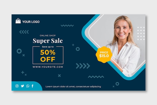 Vector plantilla de banner de compras en línea