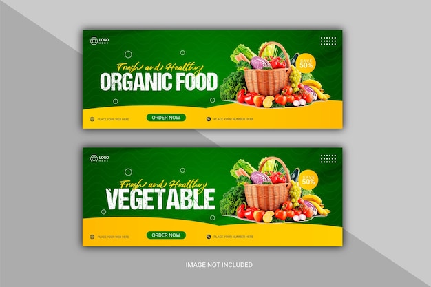 Plantilla de banner de concepto de alimentos orgánicos Diseño de banner de publicación de redes sociales de vegetales saludables