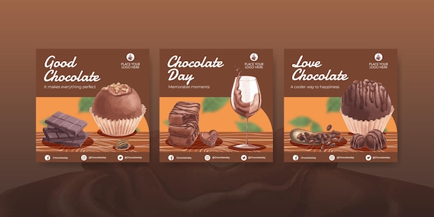 Plantilla de banner con concepto del día mundial del chocolate