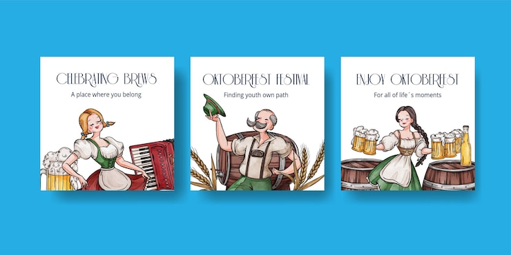 Plantilla de banner con concepto festivo de oktoberfest estilo acuarela