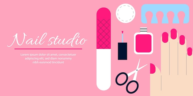 plantilla de banner con concepto de salón de uñas Ilustración vectorial
