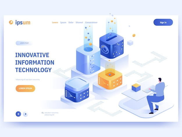 Plantilla de banner de concepto de tecnología de información innovadora