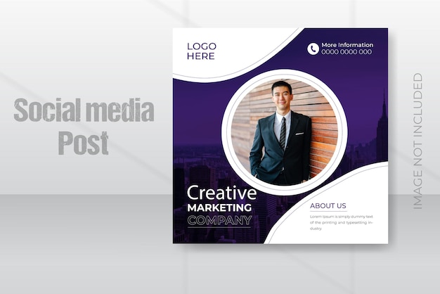 Plantilla de banner cuadrado creativo de Instagram de agencia de marketing digital y redes sociales corporativas