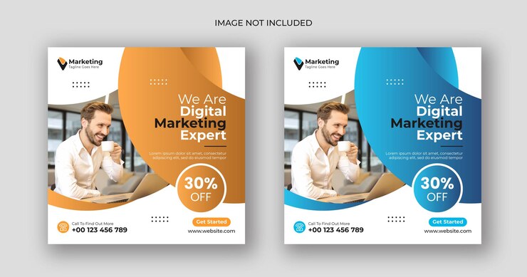 plantilla de banner cuadrado de marketing digital en las redes sociales