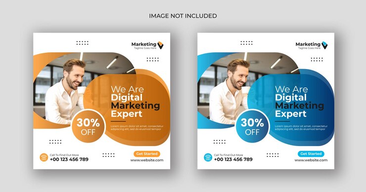 plantilla de banner cuadrado de marketing digital en las redes sociales