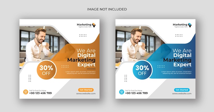 plantilla de banner cuadrado de marketing digital en las redes sociales