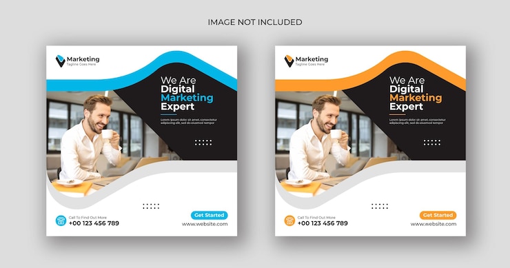 plantilla de banner cuadrado de marketing digital en las redes sociales