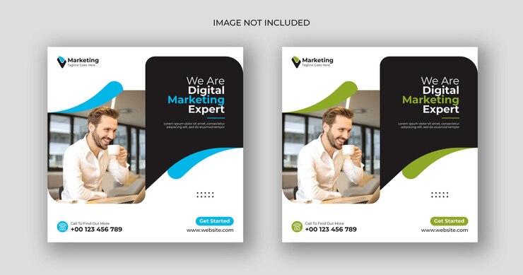 plantilla de banner cuadrado de marketing digital en las redes sociales