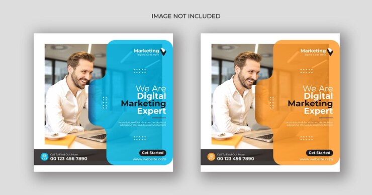 plantilla de banner cuadrado de marketing digital en las redes sociales