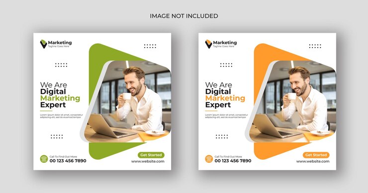 plantilla de banner cuadrado de marketing digital en las redes sociales