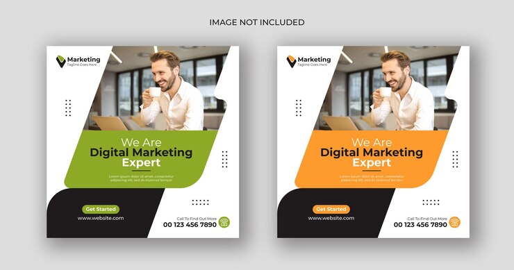 plantilla de banner cuadrado de marketing digital en las redes sociales