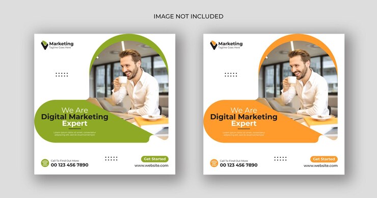 plantilla de banner cuadrado de marketing digital en las redes sociales