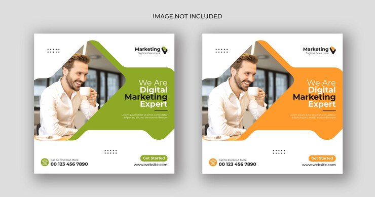 plantilla de banner cuadrado de marketing digital en las redes sociales