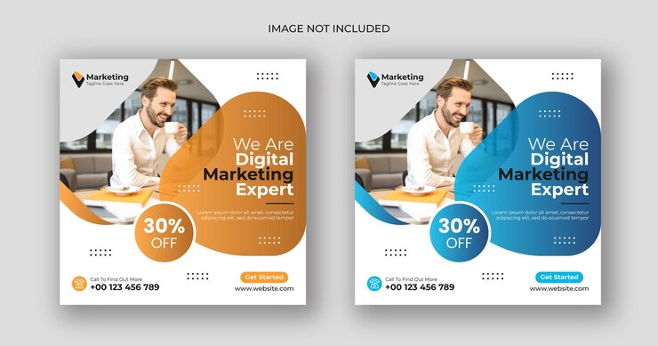 plantilla de banner cuadrado de marketing digital en las redes sociales