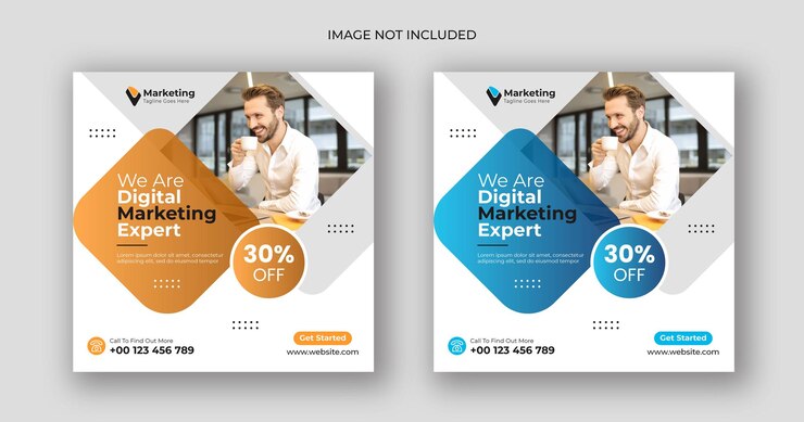 plantilla de banner cuadrado de marketing digital en las redes sociales
