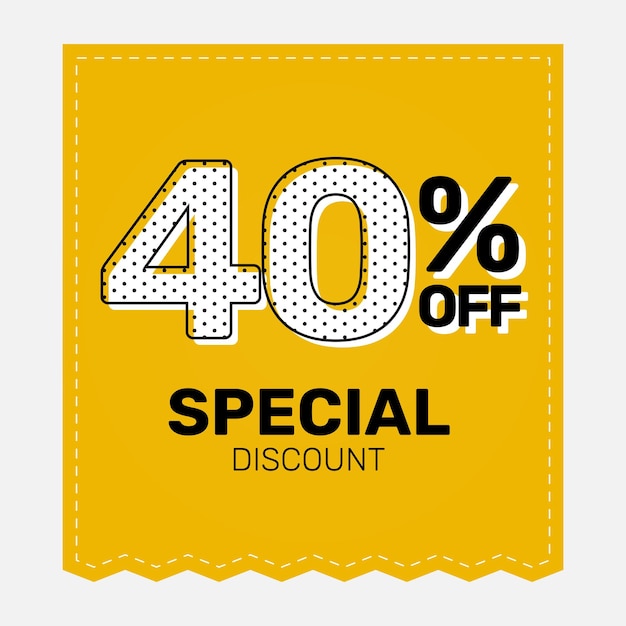 Plantilla de banner Descuento especial 40 OFF Precio de oferta vectorial Amarillo