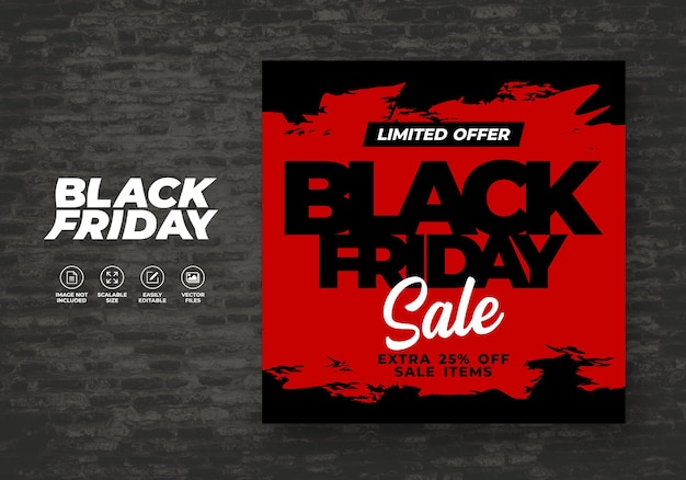 Plantilla de banner de descuento post feed de black friday para las redes sociales