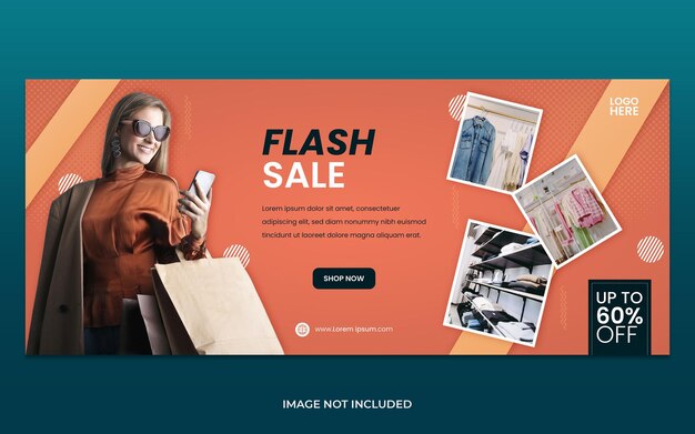 Plantilla de banner de descuento de ventas de compras en línea