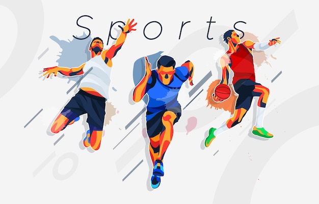 Plantilla de banner para el día nacional del deporte fútbol baloncesto tenis y fondo de voleibol