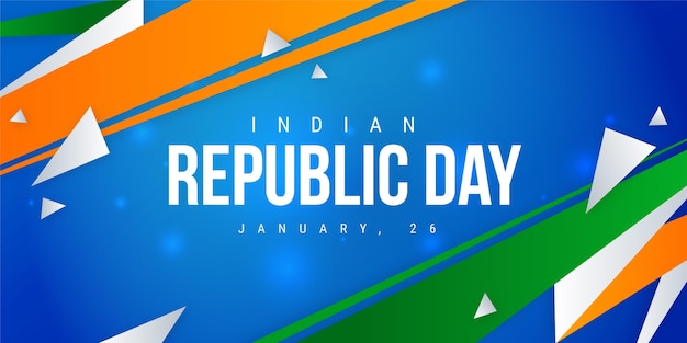 Plantilla de banner de día de la república india de diseño plano