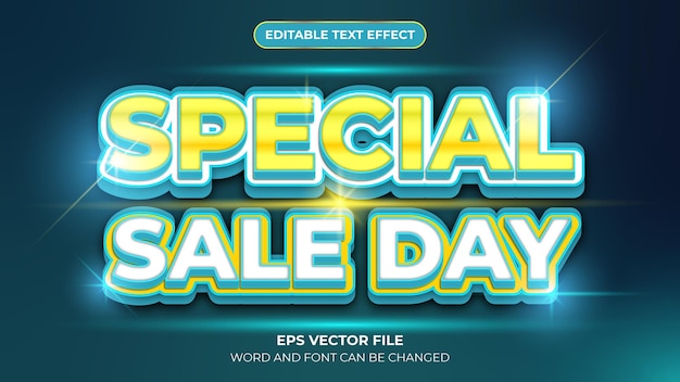 Plantilla de banner de día de venta especial de efecto de texto de día de venta especial