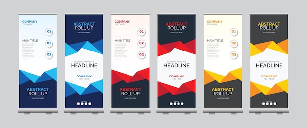 Plantilla de banner de diseño de standee de conjunto enrollable de negocios