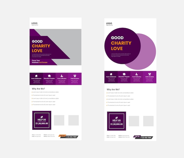 Plantilla de banner enrollable de buen servicio de caridad