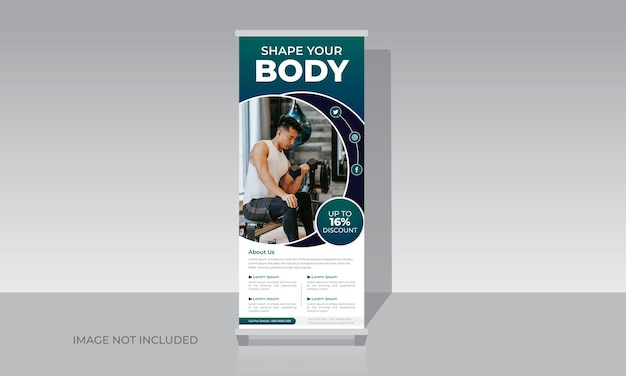 Plantilla de banner enrollable de gimnasio fitness