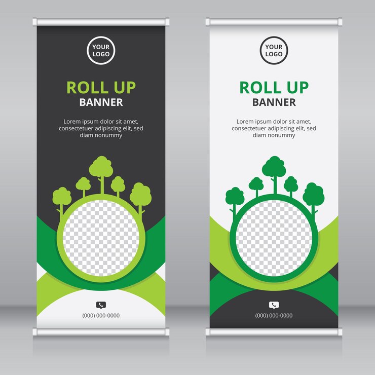 Plantilla de banner enrollable moderno para la industria verde