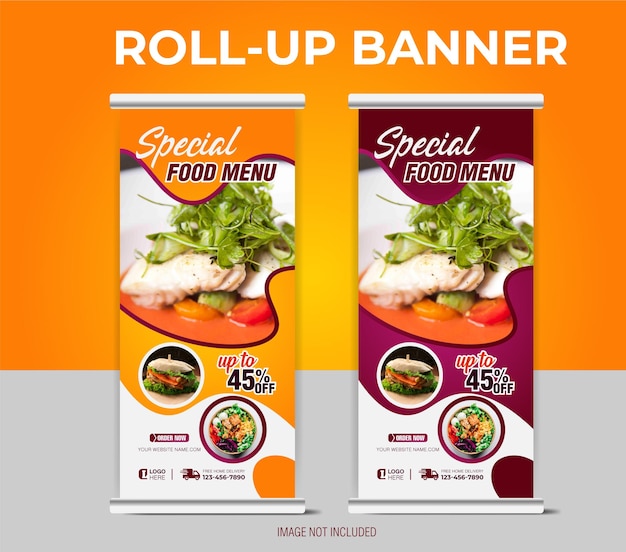 Plantilla de banner enrollable o x de comida y restaurante