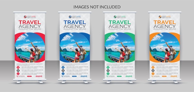 plantilla de banner enrollable de recorrido de viaje creativo