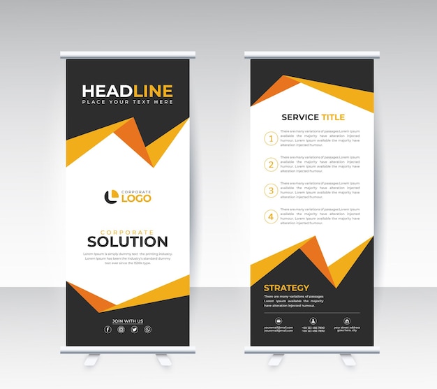 Plantilla de banner enrollable de standee de pantalla enrollable corporativa