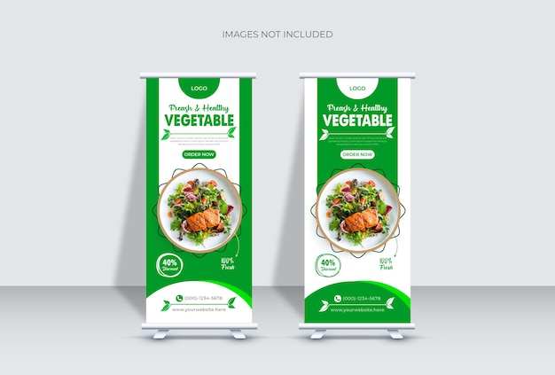 Plantilla de banner enrollable de vegetales frescos