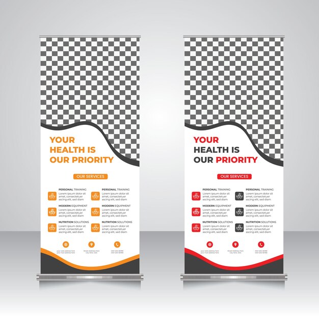 plantilla de banner enrollado verticalmente