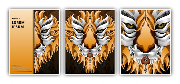 Vector plantilla de banner con estilo de gradiente de cabeza de tigre