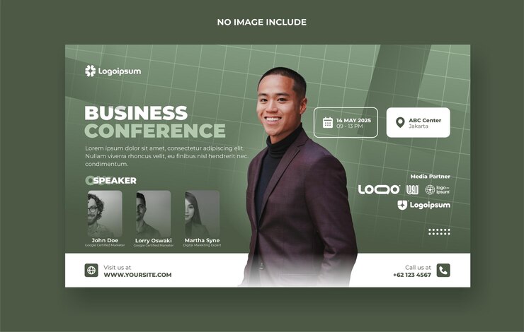 Vector plantilla de banner de eventos de conferencias de negocios